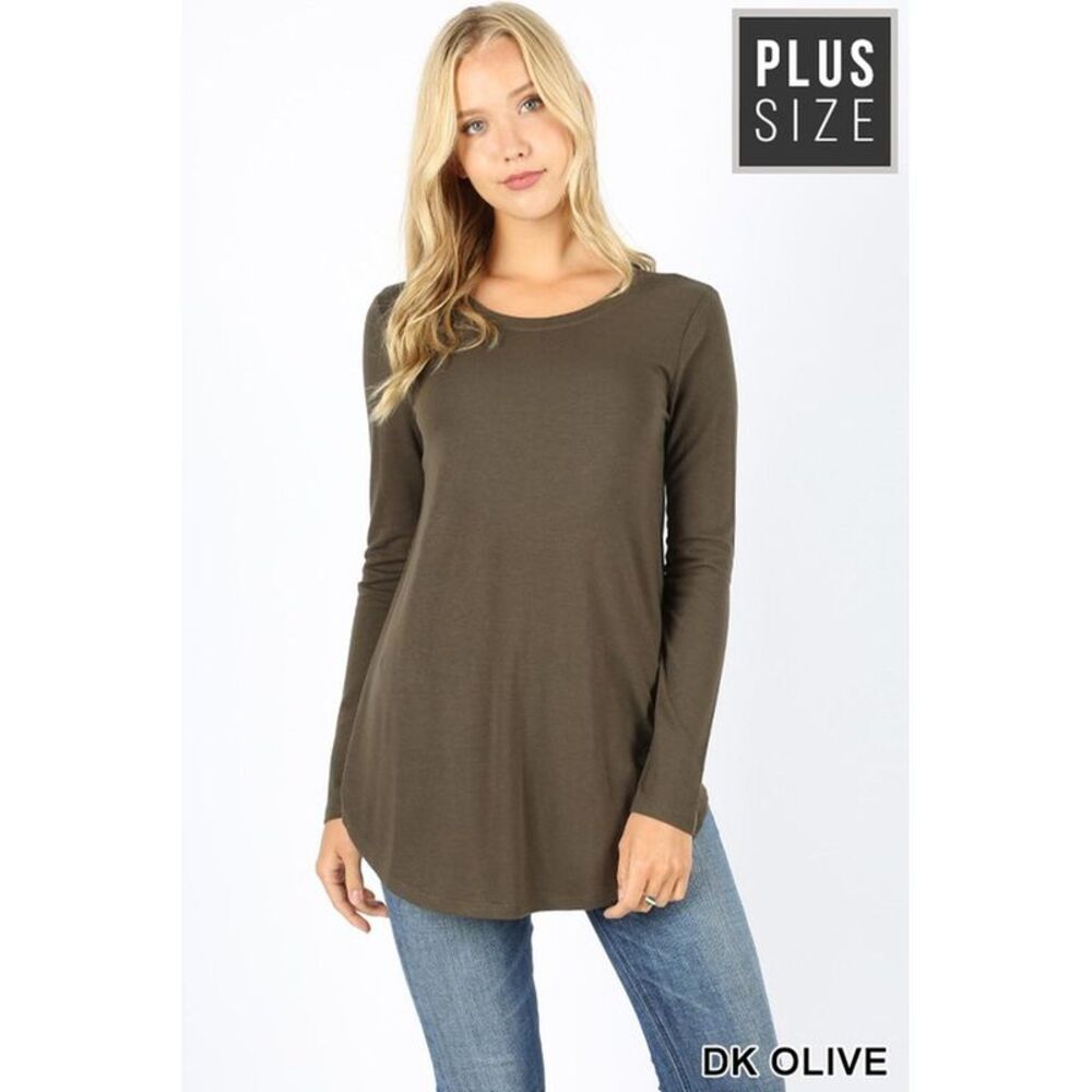 World of Leggings Premium Round Neck Round Hem Long Sleeve Plus Size Top